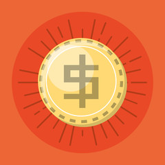 Wall Mural - videogame coin icon over orange background, colorful design. vector illustration