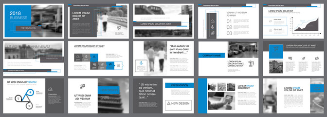 Sticker - Blue and grey consulting or marketing concept infographics set