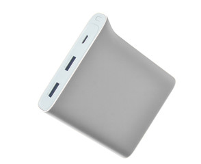 Power bank isolated on white background. External battery for smartphones and other gadgets.