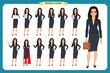 © Dmytro - Set of young businesswoman presenting in different poses.People character. Standing, Woman body template for design, presentations work.Isolated on white. Flat style.business