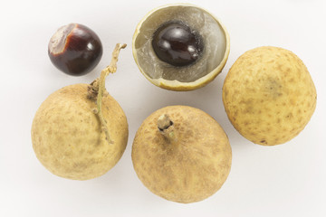 Wall Mural - fruit longan. fresh longan on white background