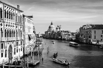 Wall Mural - Basilica Santa Maria della Salute - a Roman Catholic church located at Grand Canal in Venice, Italy. Black and white