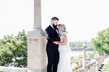 Romantic wedding couple on Kalemegdan