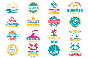 Wall Mural - summer retro vector logo for banner