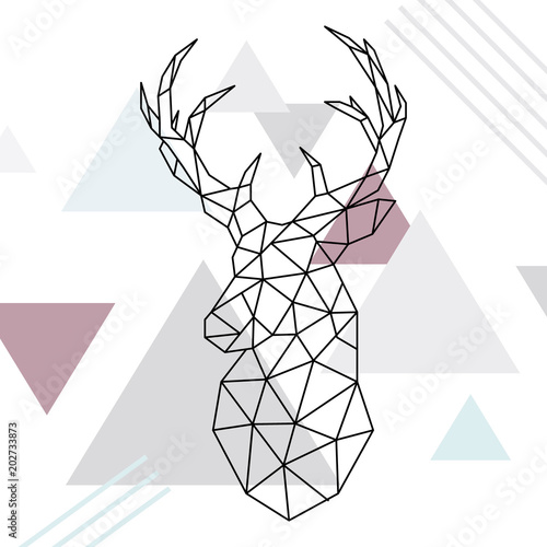 Geometric reindeer illustration Tableau sur Toile