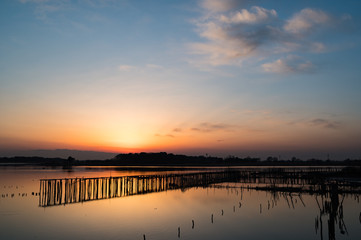 桟橋と夕焼け　館林市　多々良