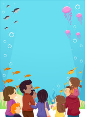 Sticker - Stickman Family Observatory Aquarium Illustration