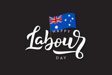 Vector realistic isolated lettering logo for Labour Day in Australia for decoration and covering on the dark background. Concept of Happy Labour Day.