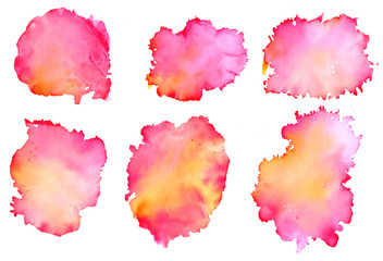 Colorful abstract watercolor texture stain with splashes and spatters. Modern creative watercolor background for trendy design.