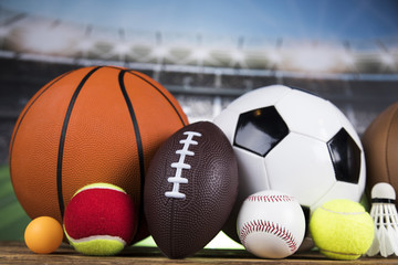 Wall Mural - Sports balls with equipment