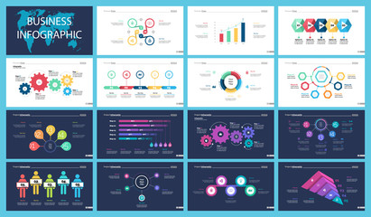 Sticker - Colorful marketing or analytics concept infographic charts set