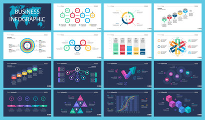 Sticker - Colorful statistics or marketing concept infographic charts set