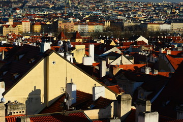 Wall Mural - Spring Prague cityscape panorama. Czech. Day view. 