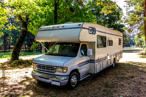 Cuadros en Lienzo Family trip in motorhome in forest or park in South Chile