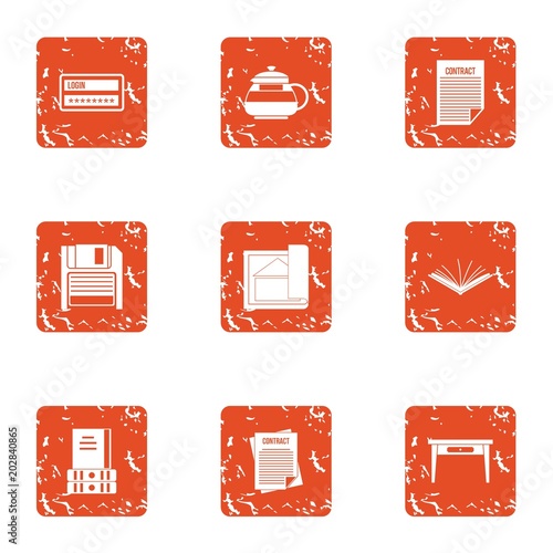 Book life icons set Poster Mural XXL