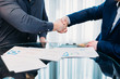 closing or sealing a deal. business partners shaking hands. cooperation partnership, trust joint venture concept