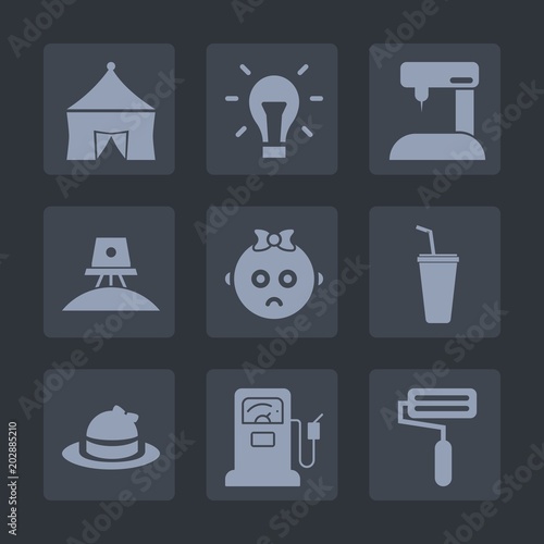 Premium Set Of Fill Icons Such As Circus Headwear Fuel