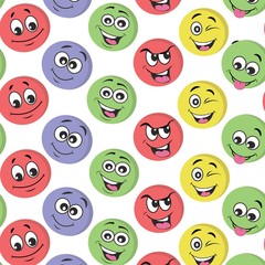 Wall Mural - emoticon seamless pattern. face expressions vector illustration