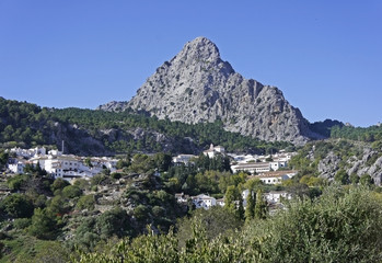 Spain, Grazalema is a white village in Andalusia at the foot of the Sierra del Pinar Mountains, in the Sierra de Grazalema Natural Park