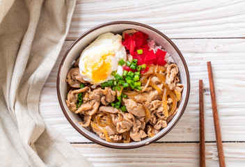 Wall Mural - pork rice bowl with egg (Donburi) - japanese food