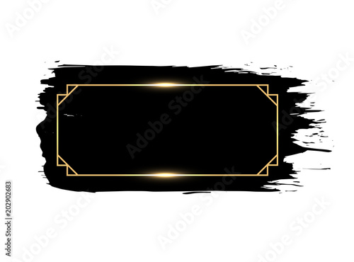Black Paint Brush Stroke Background With Golden Glowing Fire Glitter Effect Frame Text Box Ink Splash Premium Banner Buy This Stock Vector And Explore Similar Vectors At Adobe Stock Adobe Stock