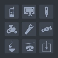 Premium Set Of Fill Icons. Such As Achievement, Dinner, Success, Rail, Blue, Agriculture, Soup, Transportation, Template, Cell, Candy, Field, Mobile, Saw, Construction, Web, Communication, Temperature