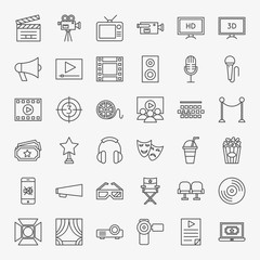 Poster - Cinema Movie Line Icons Set