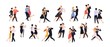© Good Studio - Collection of pairs of dancers isolated on white background. Men and women performing dance at school, studio, party. Male and female cartoon characters dancing tango at Milonga. Vector illustration.