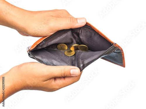 Open Empty Brown Leather Wallet No Money In Pocket Empty Buy