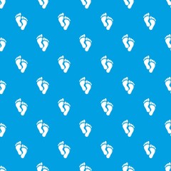 Wall Mural - Footprints pattern vector seamless blue repeat for any use