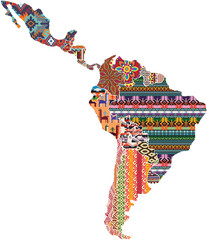 Central and south America native fabric pattern patchwork abstract vector map