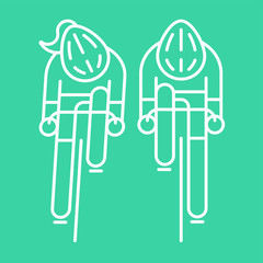 Modern Illustration of cyclist from front view.