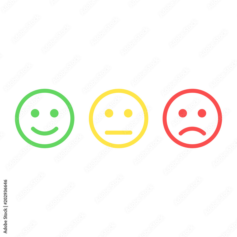 Smiley emoticons icon positive, neutral and negative, vector isolated ...
