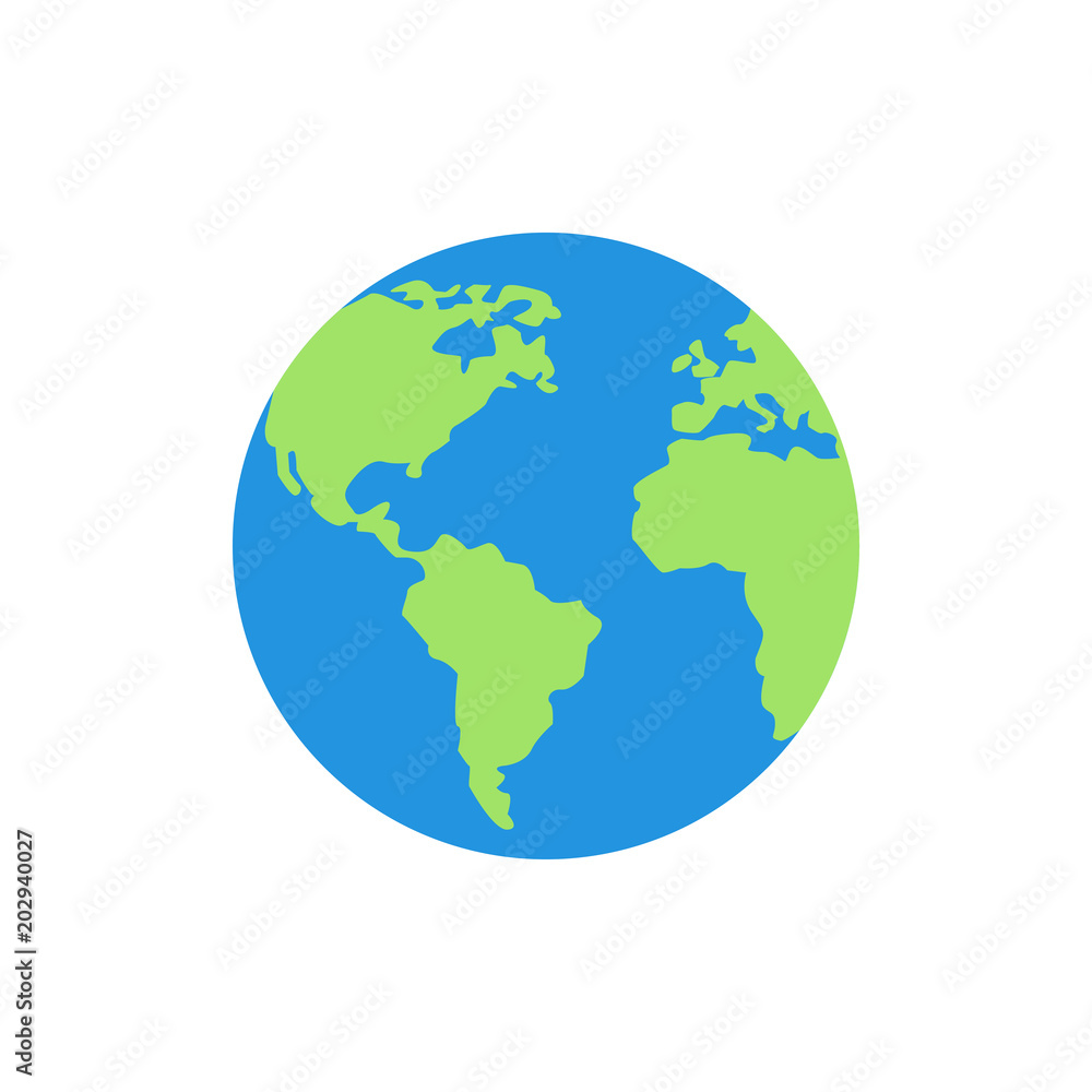 Earth globes isolated on white background. Flat planet Earth icon. Vector illustration. - obrazy, fototapety, plakaty 