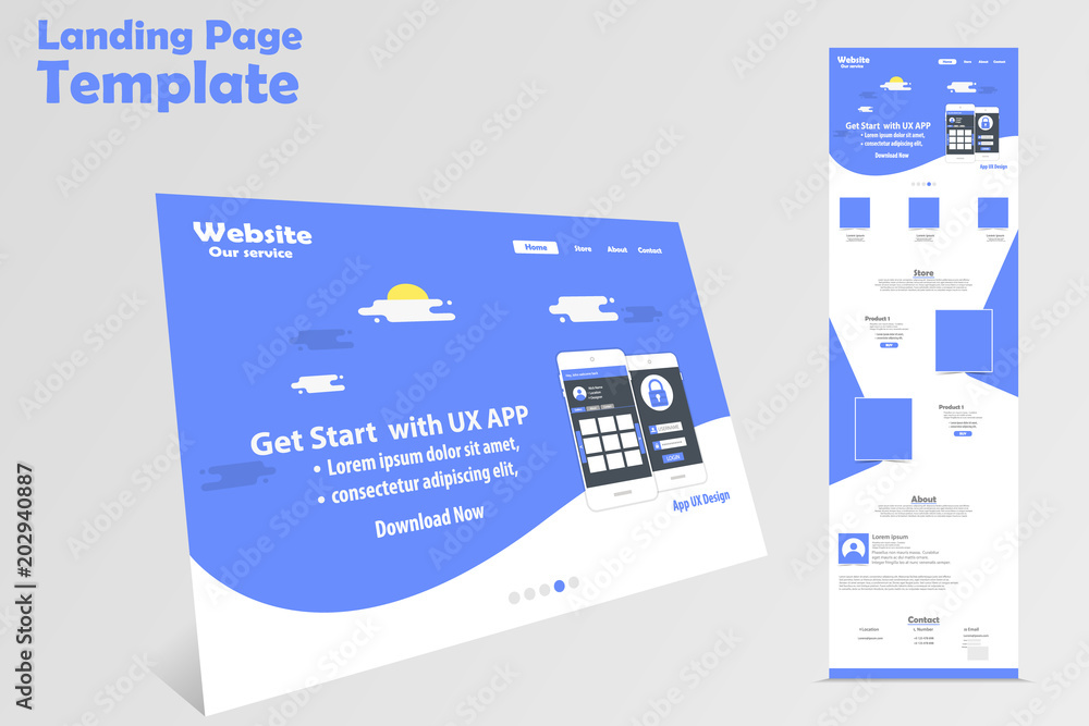 website landing page vector template design Stock Vector | Adobe Stock