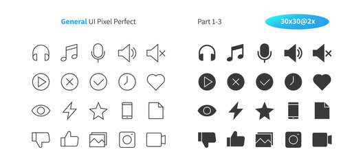 General UI Pixel Perfect Well-crafted Thin Line And Solid Icons 30x30 Grid for Web Graphics and Apps. Simple Minimal Pictogram Part 2-3