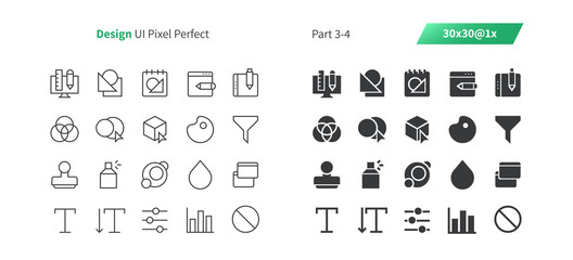 Graphic Design UI Pixel Perfect Well-crafted Thin Line And Solid Icons 30 1x Grid for Web Graphics and Apps. Simple Minimal Pictogram Part 3-4