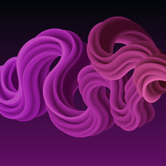 Poster - 3d multicolored liquid shape with dynamic effect. Abstract gradient curved stream. Blended fluid color wave. Futuristic liquid flow background