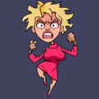 cartoon woman blonde in pink dress hysterically angry