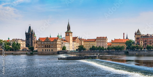Fotografie, Obraz View of Prague and Vltava river in summer.Czech Republic