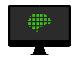 Canvas Print - Pixel Icon PC - Gehirn