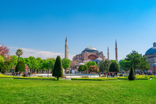 View Of Hagia Sophia From Sultanahmet Park. Istanbul, Turkey