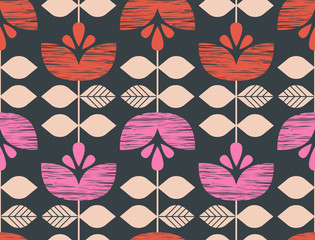 seamless retro pattern with flowers