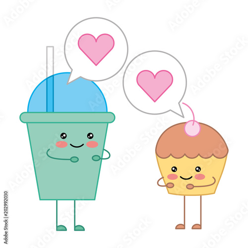 Kawaii Soda Cup And Cake Talking Cartoon Vector Illustration Buy This Stock Vector And Explore Similar Vectors At Adobe Stock Adobe Stock
