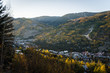 Vail Colorado lit up during sunrise in autumn. 
