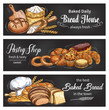 Bread and bun banner for bakery shop template