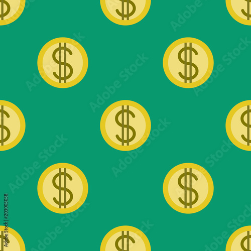 Golden Coins With Dollar Signs Seamless Pattern Crypto - 