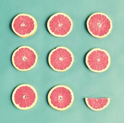 Wall Mural - Aerial view of colorful citrus slices