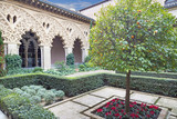 ZARAGOZA, SPAIN - MARCH 2, 2018: The atrium of La Aljaferia palace.