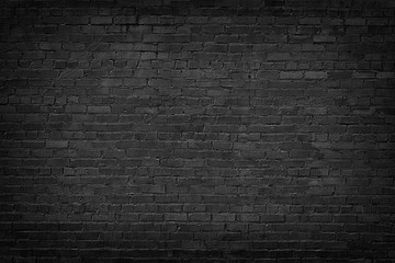 Wall Mural - black brick wall background. texture dark masonry